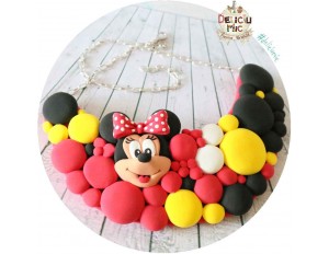 Colier "Minnie Mouse" in nuante de rosu galben si negru