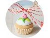 Martisor Pandantiv Cupcake alb cu trandafir roz