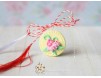 Martisor Medalion galben cu floricele roz