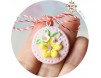 Martisor Medalion peach cu floricele alb cu galben