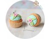 Cercei Cupcake turcoaz cu floricica roz