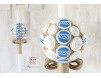 Lumanare de botez cu motive traditionale Romanesti albastre + insertii din sfoara iuta