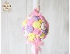 Lumanare de botez cu bezele si marshmallows din pasta polimerica roz, lila, galbena & alba