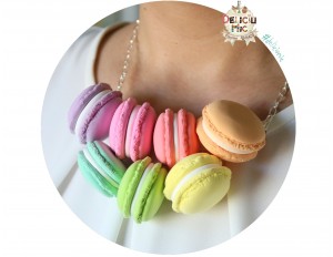 Colier handmade "7 Macarons" din pasta polimerica