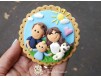 Magnet personalizat "Potret de Familie-Mama, Tata, Bebe si Catel"