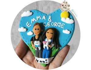 Magnet inimioara personalizata "Aniversare"