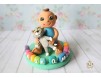 Figurina de tort Bebe & Tom si numele pe Cuburi