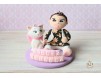 Figurina de tort Bebe & Marie si numele pe Cuburi