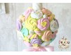 Lumanare de botez cu marshmallows si bezele peach, roz, galben, alb & bleu