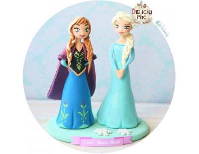 Figurina de tort pentru copii  - printesele Elsa si Anna - Frozen