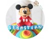 Marturie magnet Mickey Mouse cu body rosu - personalizat cu numele bebelusului