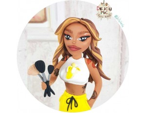 Figurina Personalizata " Make-up artist " cu pensule (18 cm inaltime)