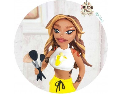 Figurina Personalizata " Make-up artist " cu pensule (18 cm inaltime)