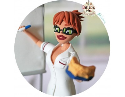 Figurina de tort " Medic Dentist cu Modele de lucru si ariculator "