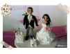 Figurine tort nunta - Mire & Mireasa alaturi de catelul westie si cei 4 papagali