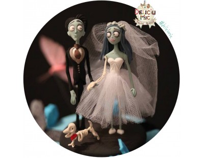 Figurine tort Nunta "Corpse Bride" si schelet de catel