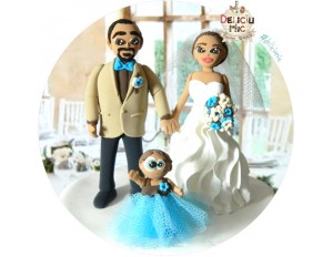 Figurine de Tort pentru Nunta - Mire, Mireasa si fetita 