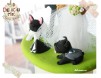 Figurina de tort Mire, Mireasa & 2 catei, rasa pug mops