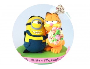 Figurina tort Nunta Mirele Minion si Mireasa Garfield
