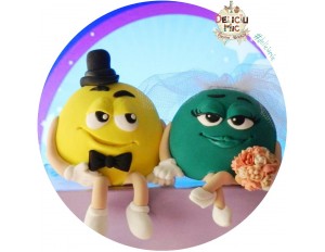 Figurine Tort Nunta bomboane m&m Galben si Verde