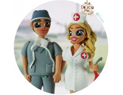 Figurine de tort "Doctor si Asistenta Medicala"