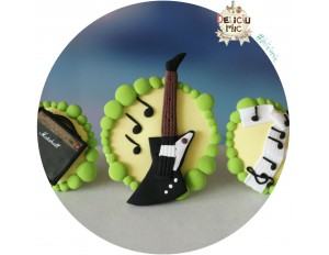 Accesorii decorative "Botez Rock & Roll" cu tija din sarma, pentru inserat in ornamentele florale