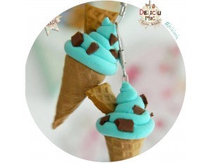 Cercei handmade inghetata "Mint ice-cream & chocolate chips"