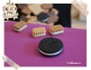 Cercei handmade - Biscuiti umpluti cu crema de vanilie si ciocolata