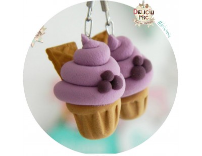 Cercei handmade - Cupcake de afine