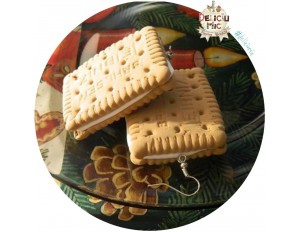 Cercei handmade - Biscuiti XXL umpluti cu crema de vanilie