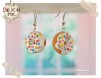 Cercei handmade - gogosi cu glazura alba si bombonele multicolore