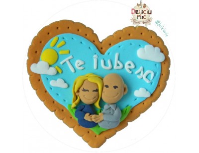 Magnet sub forma de inimioara personalizat cu imaginea cuplului