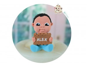 Marturie de botez "Cute Baby" - beietel cu biscuit personalizat cu numele bebelusului 
