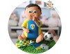 Figurina de tort Baietel in echipament de fotbal cu minge, fluier si fular 