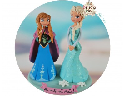 Figurina de tort pentru copii  - printesele Anna si Elsa, Frozen