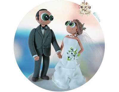 Figurine de tort pentru nunta - Mire si Mireasa cartoonish
