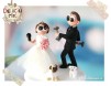 Figurine de tort pentru nunta - Mireasa coafeza, Mirele cu haltere si 2 catei