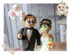 Figurine de tort pentru nunta - Mirele tine 3 baloane cu data nuntii