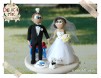 Figurine de tort pentru nunta - Mire inginer, Mireasa si catelul lor