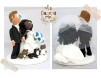 Figurine de tort pentru nunta - Mire si Mireasa afro-americana alaturi de animalutele lor