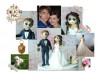 Figurine de tort pentru nunta - Mirele cu cheile de la masina in mana, Mireasa si catelul lor