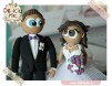 Figurine de tort pentru nunta - Mire si Mireasa cu trandafiri mov