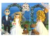 Figurine de tort pentru nunta - Mire si Mireasa alaturi de catelul lor