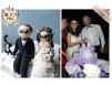 Figurine de tort pentru nunta - Mire si Miresa asezati alaturi de catelul si pisicuta lor