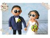 Figurine de tort pentru nunta - Mirii si catelul lor