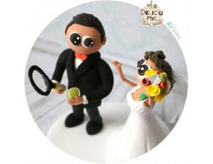 Figurine de tort pentru nunta - Mire pasionat de tenis