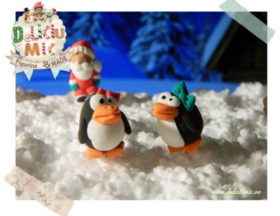 Pinguini cu fundita - Cercei handmade