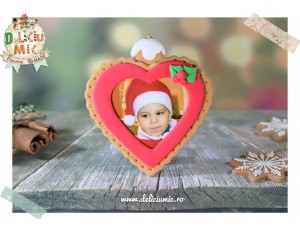 Decoratiune Rama Foto Inimioara rosie "Happy Christmas"