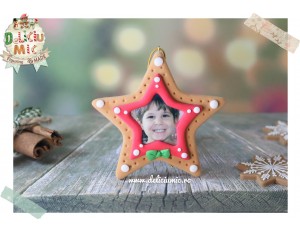 Decoratiune Rama Foto Steluta rosie si papion verde "Twinkle Little Star"