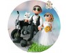 Figurine de tort Mire & Mireasa Motociclisti & Motocicleta, casti de motor & catel Westie